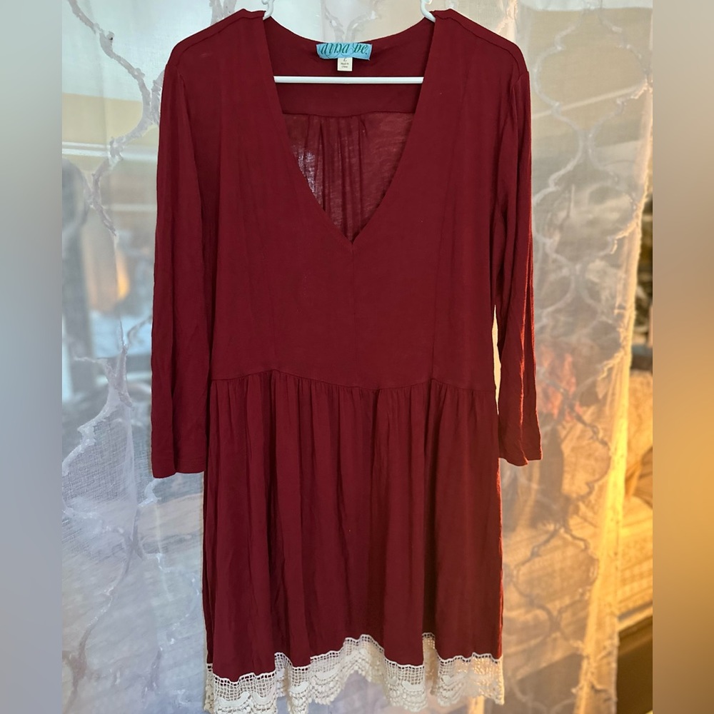 Dina be red dress with white bottom